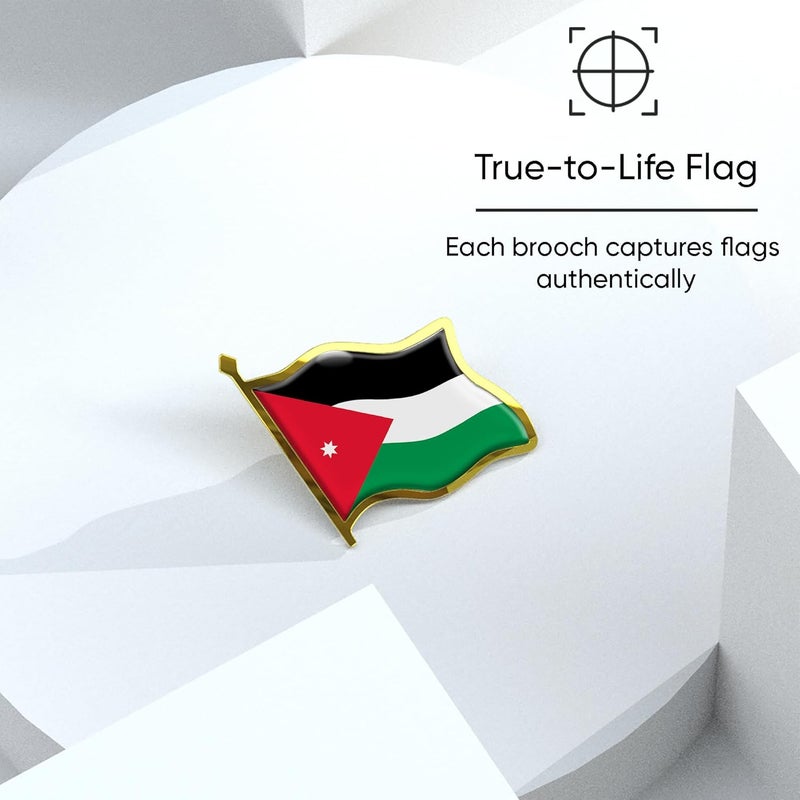 Ababyyan Jordanian Flag Lapel Pin - Enamel Metal National Badge | World Travel Souvenir Gifts for Men & Women | Country Flag Patriotic Brooch Bulk Pack of Pins for Hat, Tie, Clothes, Backpack (1pc) - Image 4
